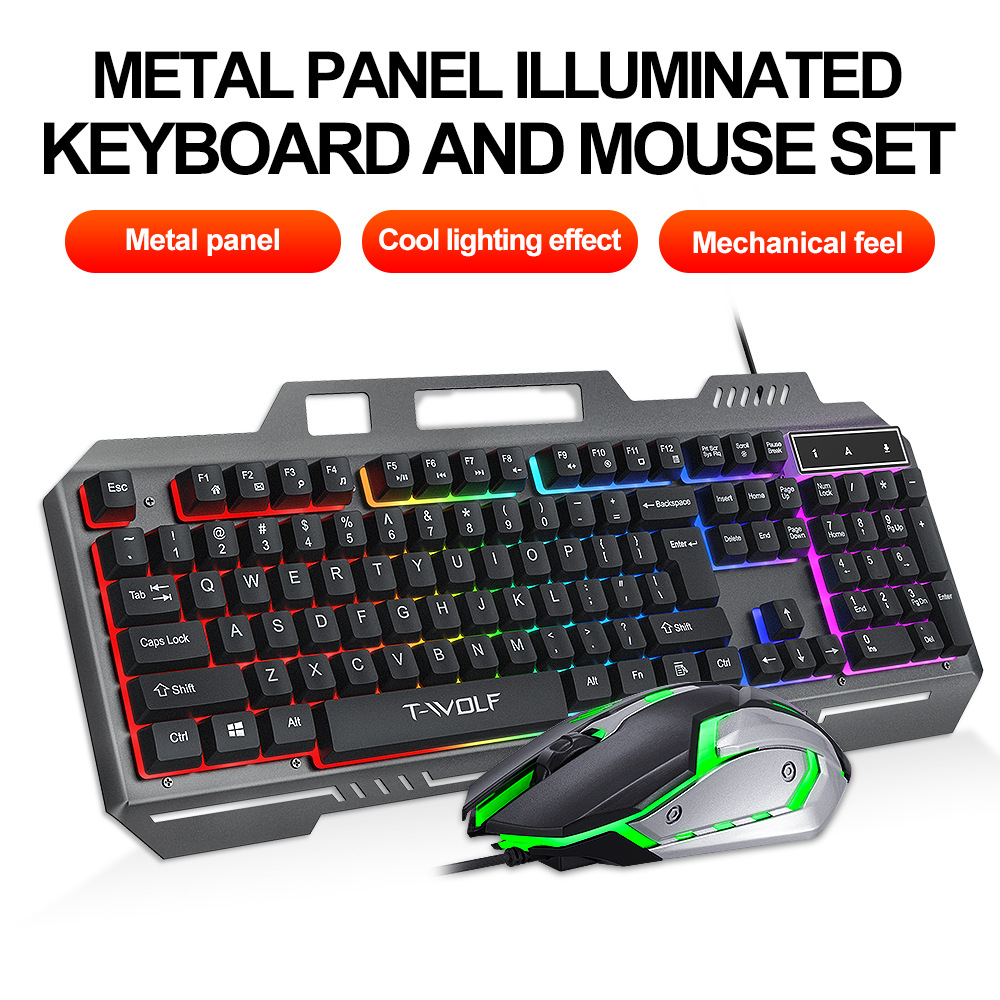 Gaming Keyboard Mouse Set - RGB Backlit Mechanical Feel Wired Gaming