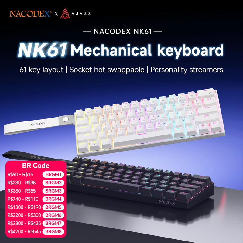AJAZZ NK61 61-Key Red Switch W - Gaming Keyboard Blue Switches recension och pris