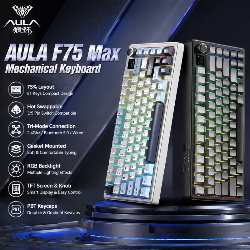 AULA F75 Max Mechanical Keyboa - Gaming Keyboard Hot Swappable recension och pris