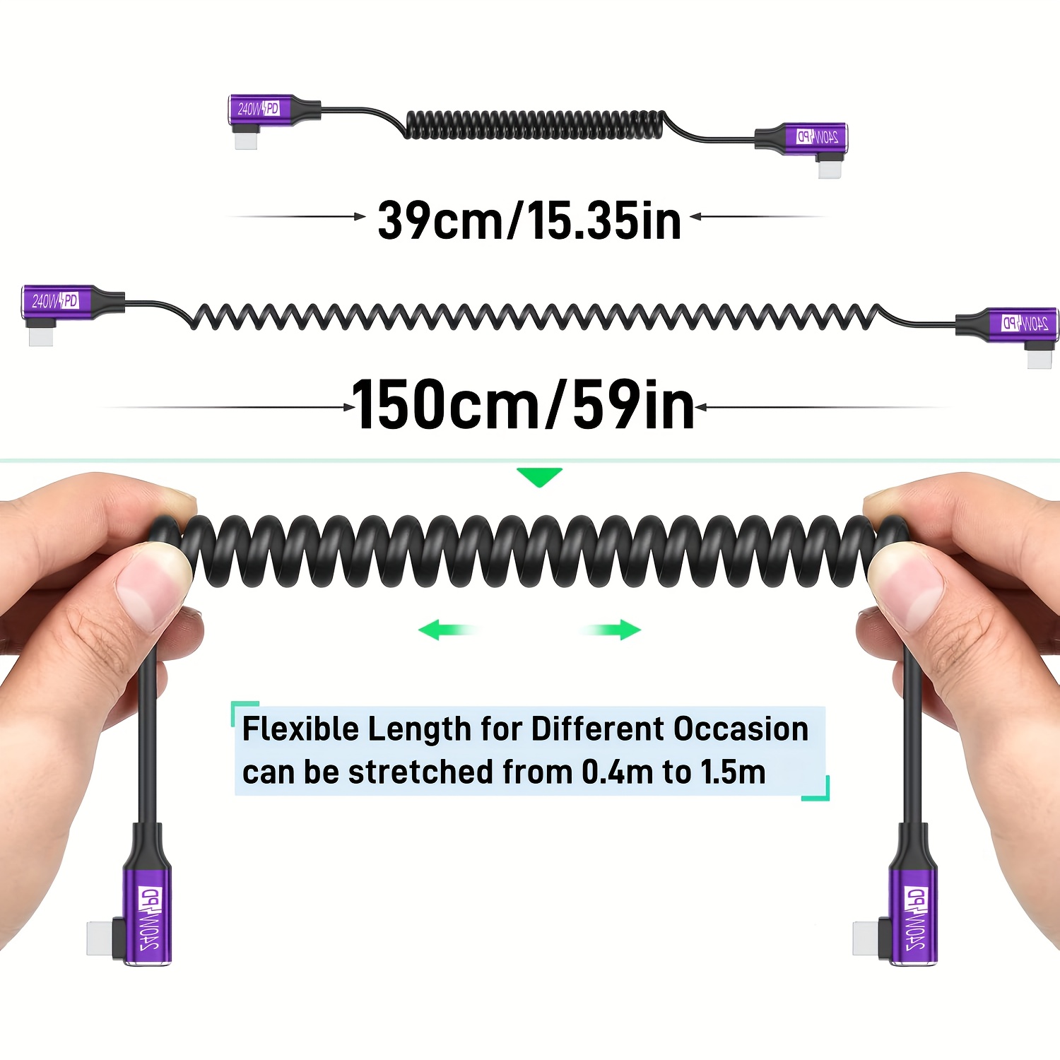 USB-C to USB-C Coiled Cable wi - Coiled Usb Cable recension och pris