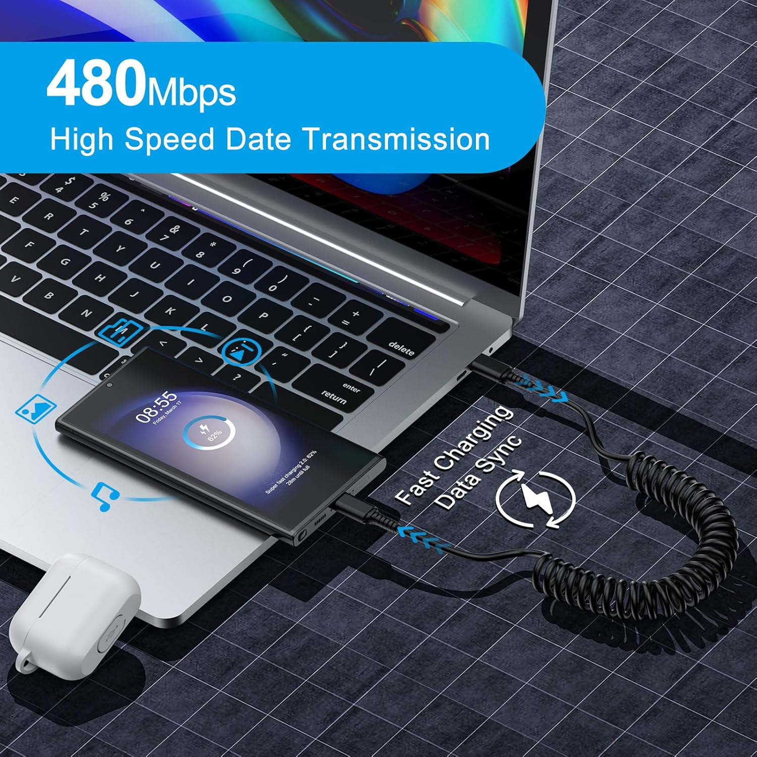 Android Auto USB C to USB C Ca - Coiled Usb Cable recension och pris